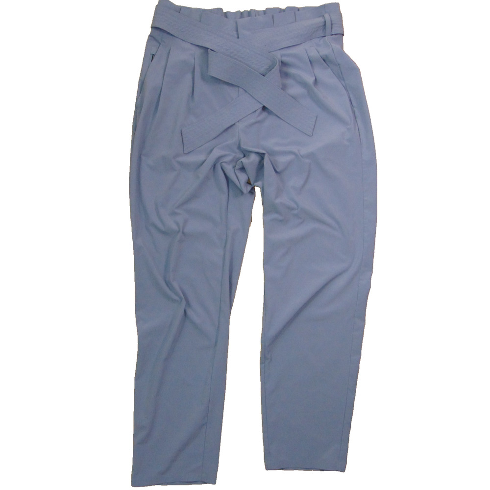 Athleta Skyline Pant II Womens 4 Periwinkle Blue Paperbag Waist Tie Belt Crop - Picture 5 of 11